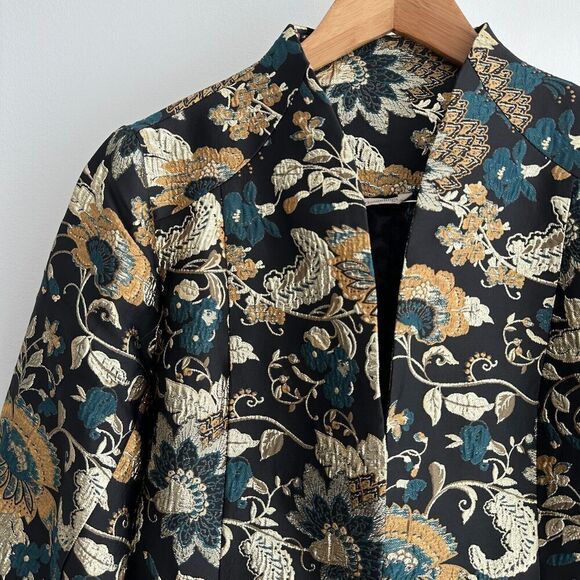 Soft Surroundings Jacket Womens Medium Brocade Asian Metallic Jacquard Viola - Picture 4 of 14